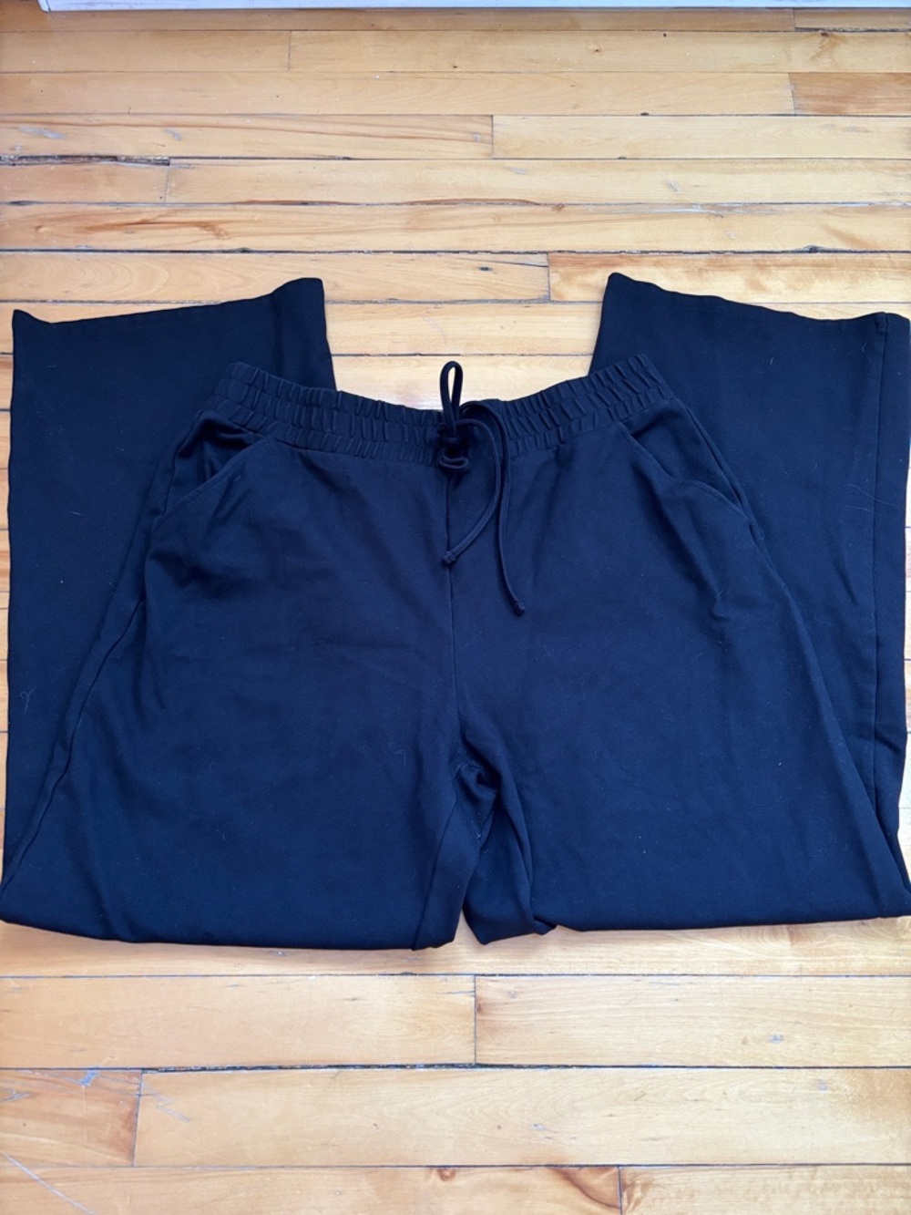 Signature Black Drawstring Wide-Leg Trousers
